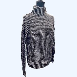 Rock & Republic Acrylic Faux Turtleneck Black White Sweater XS